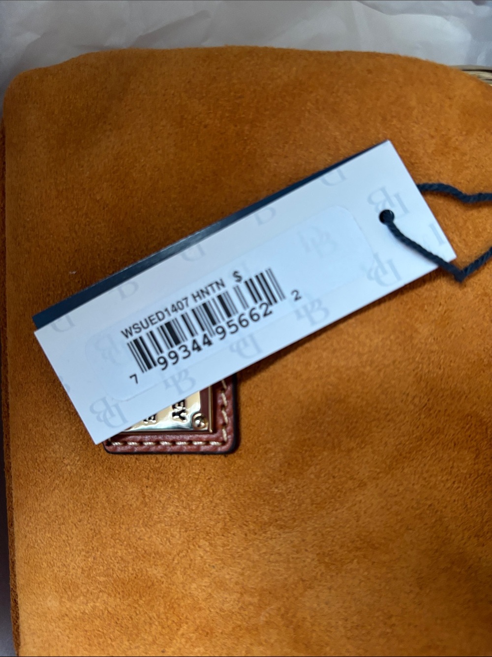 Dooney & Bourke suede large frame clutch twist lock honey color - Picture 11 of 11